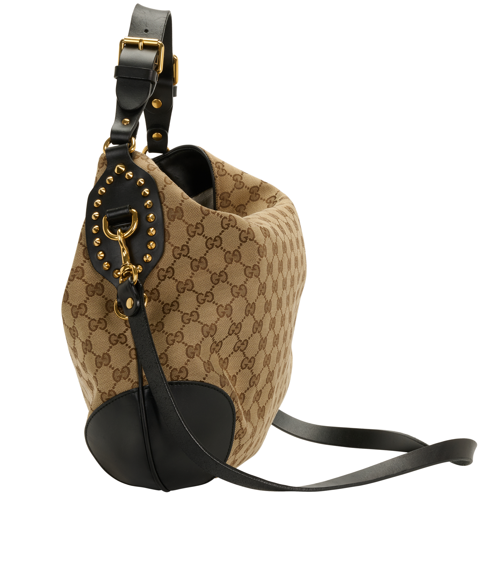 Patti Stud Hobo, &pound;550, Handbags, Beige, Canvas/Leather, Bottom view